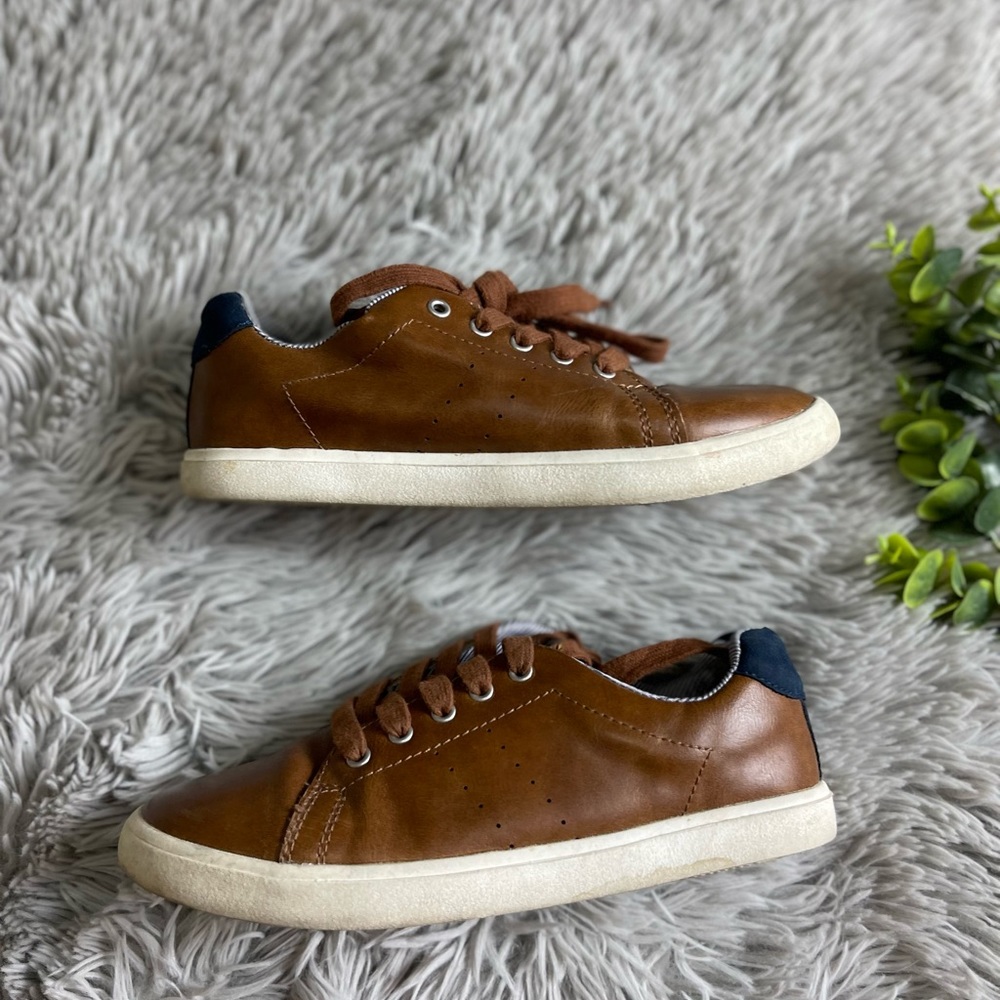 Harper canyon brown faux leather boys lace up shoes size 2 - Picture 9 of 9